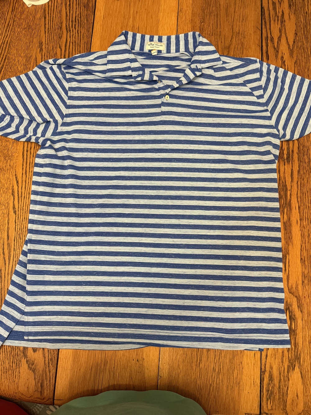 Peter Millar Polo Shirt Mens XL Blue White Striped Summer Comfort Golf Casual